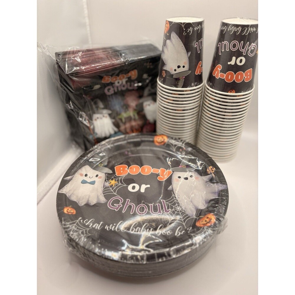 Gender Reveal Party Supplies Boo-y Or Ghoul Halloween 200 Pieces Ghost Baby